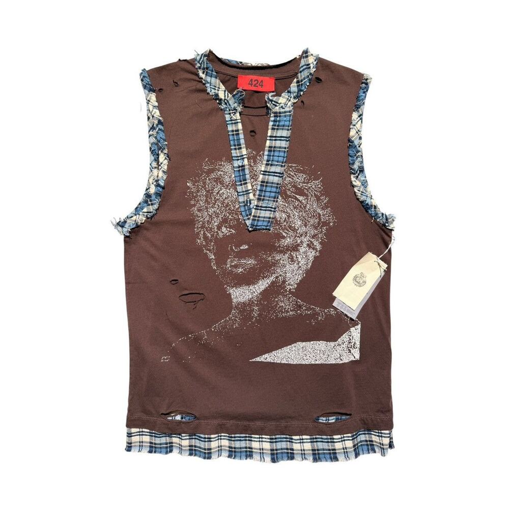 graphic flannel layered tank